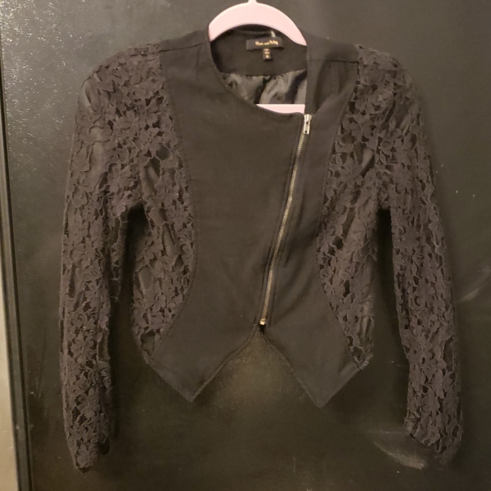 Lace sleeved black jacket